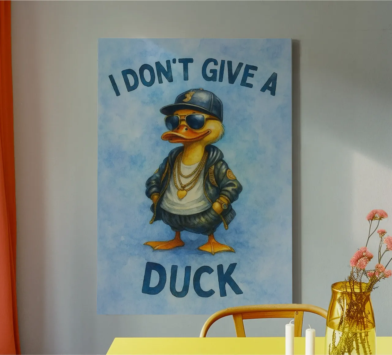 i dont give a funny duck canvas with Floater frame by limous