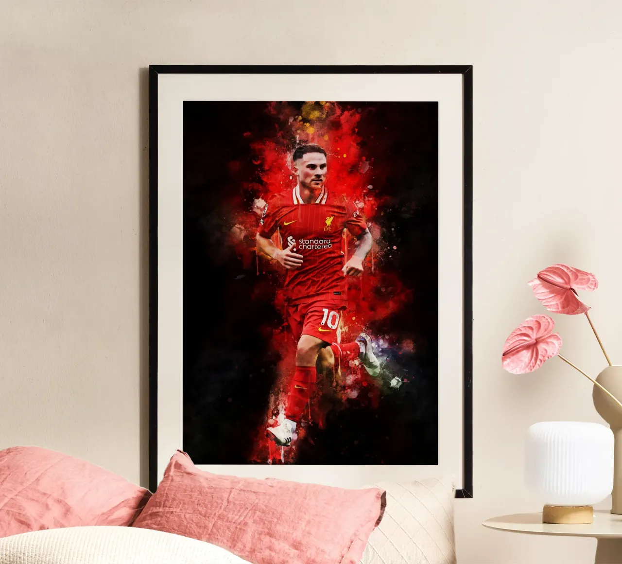 Alexis Mac Allister Liverpool poster con telaio in alluminio da MasterInkArt