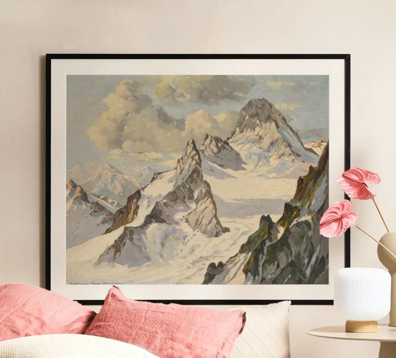 ripide scogliere di neve poster con telaio in legno da iding store