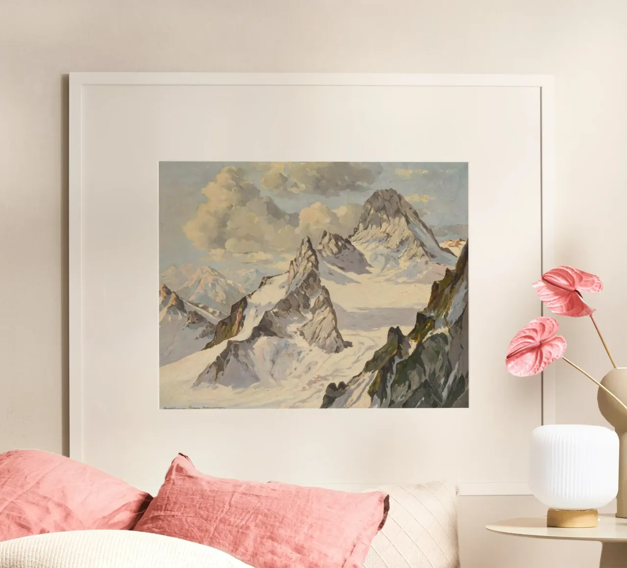 ripide scogliere di neve poster con telaio in legno da iding store