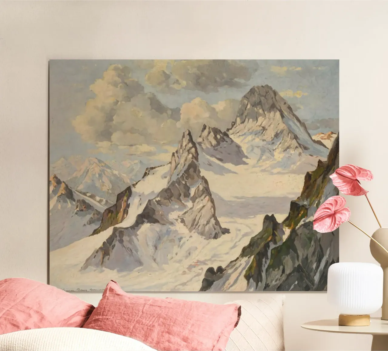 ripide scogliere di neve poster con telaio in legno da iding store