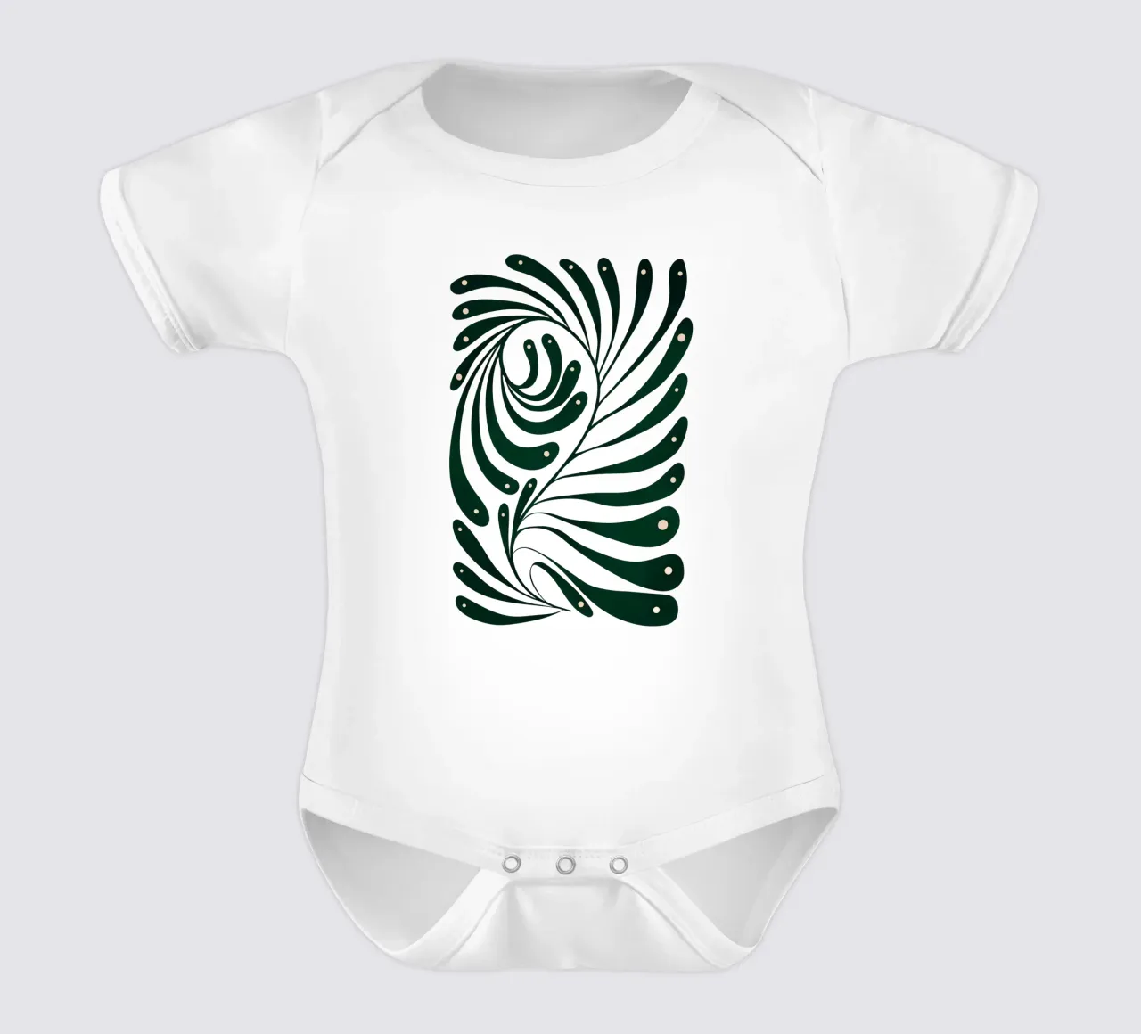 Abstract Green Leaf Swirl – Modern Botanical Art body neonato maniche corte da Dream Print Designs