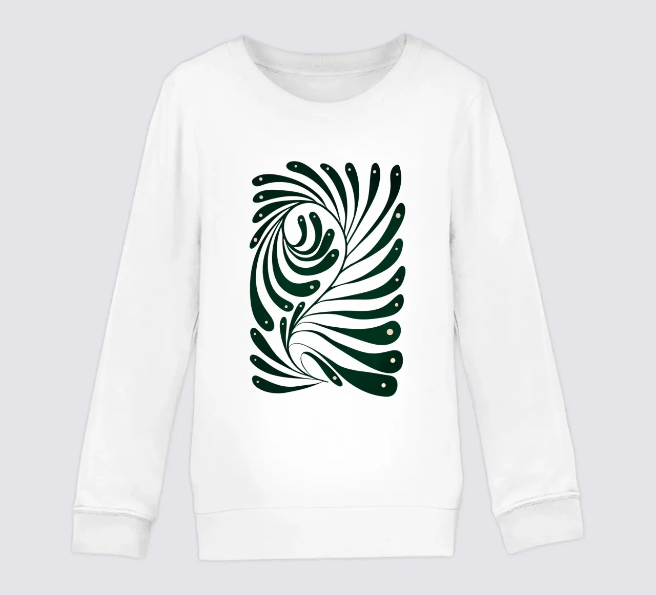 Abstract Green Leaf Swirl – Modern Botanical Art felpa bambino da Dream Print Designs