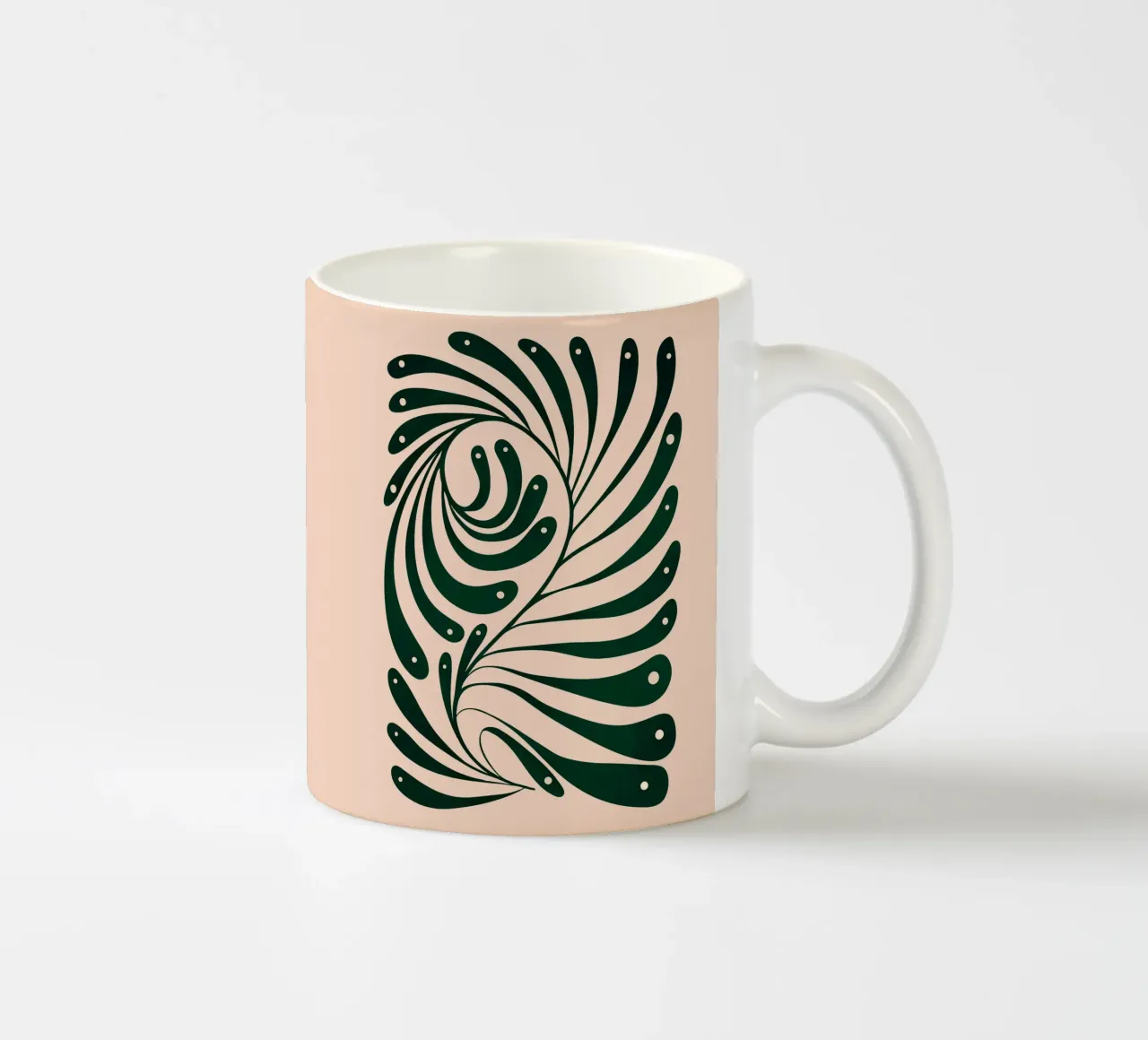 Abstract Green Leaf Swirl – Modern Botanical Art tazza in ceramica da Dream Print Designs