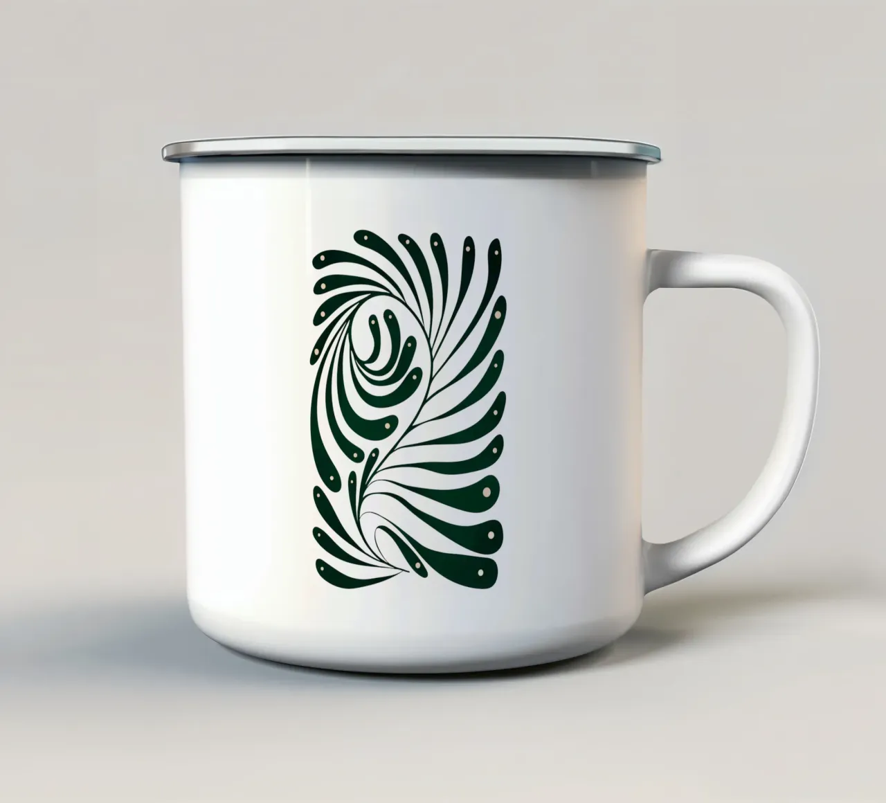 Abstract Green Leaf Swirl – Modern Botanical Art tazza in smalto da Dream Print Designs