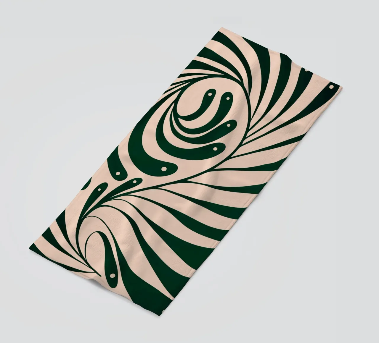 Abstract Green Leaf Swirl – Modern Botanical Art telo mare da Dream Print Designs