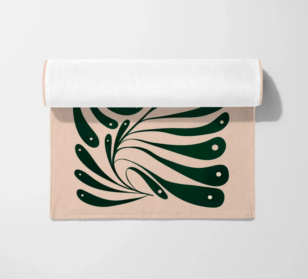 Abstract Green Leaf Swirl – Modern Botanical Art telo mare da Dream Print Designs