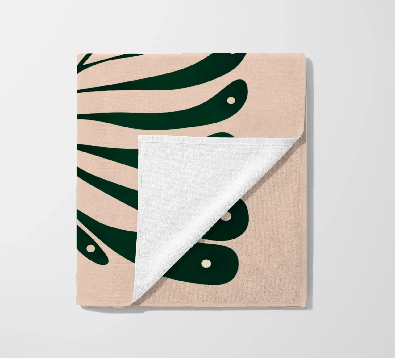 Abstract Green Leaf Swirl – Modern Botanical Art telo mare da Dream Print Designs