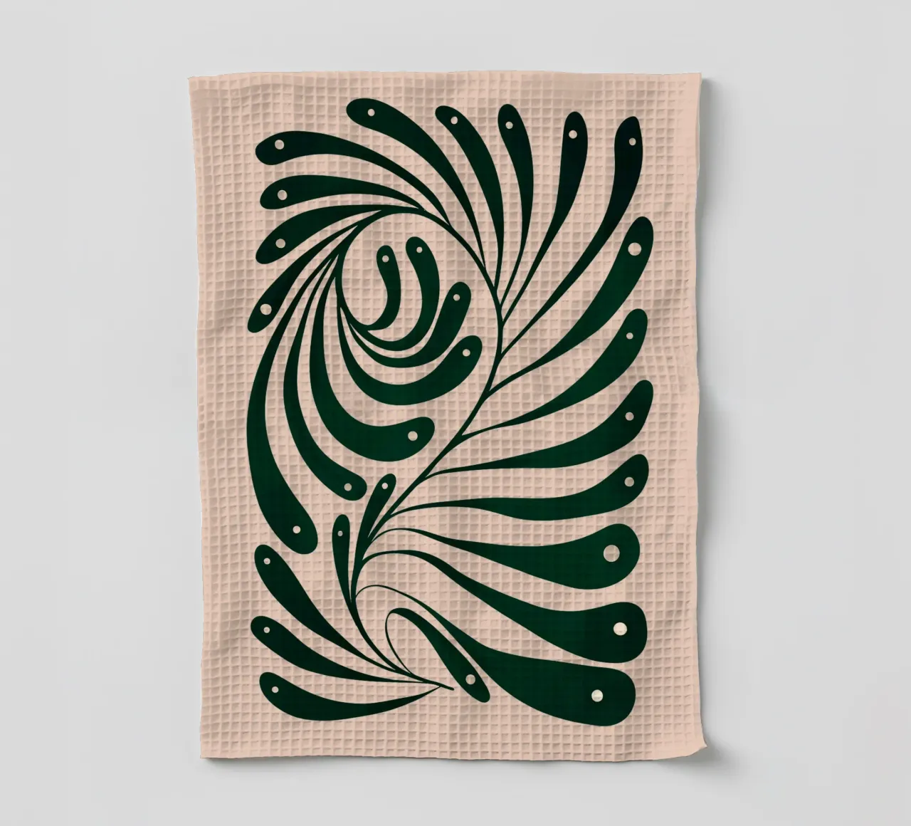 Abstract Green Leaf Swirl – Modern Botanical Art canovaccio da cucina da Dream Print Designs