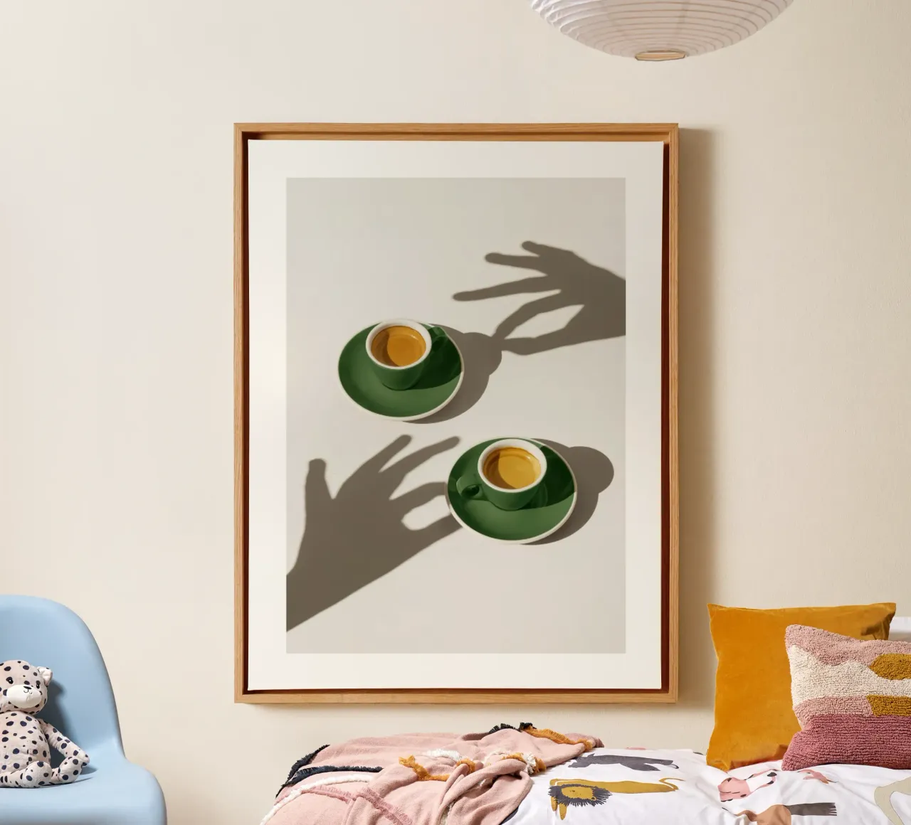 Tazze di caffè verde tela con Cornice a cassetta da mary shop