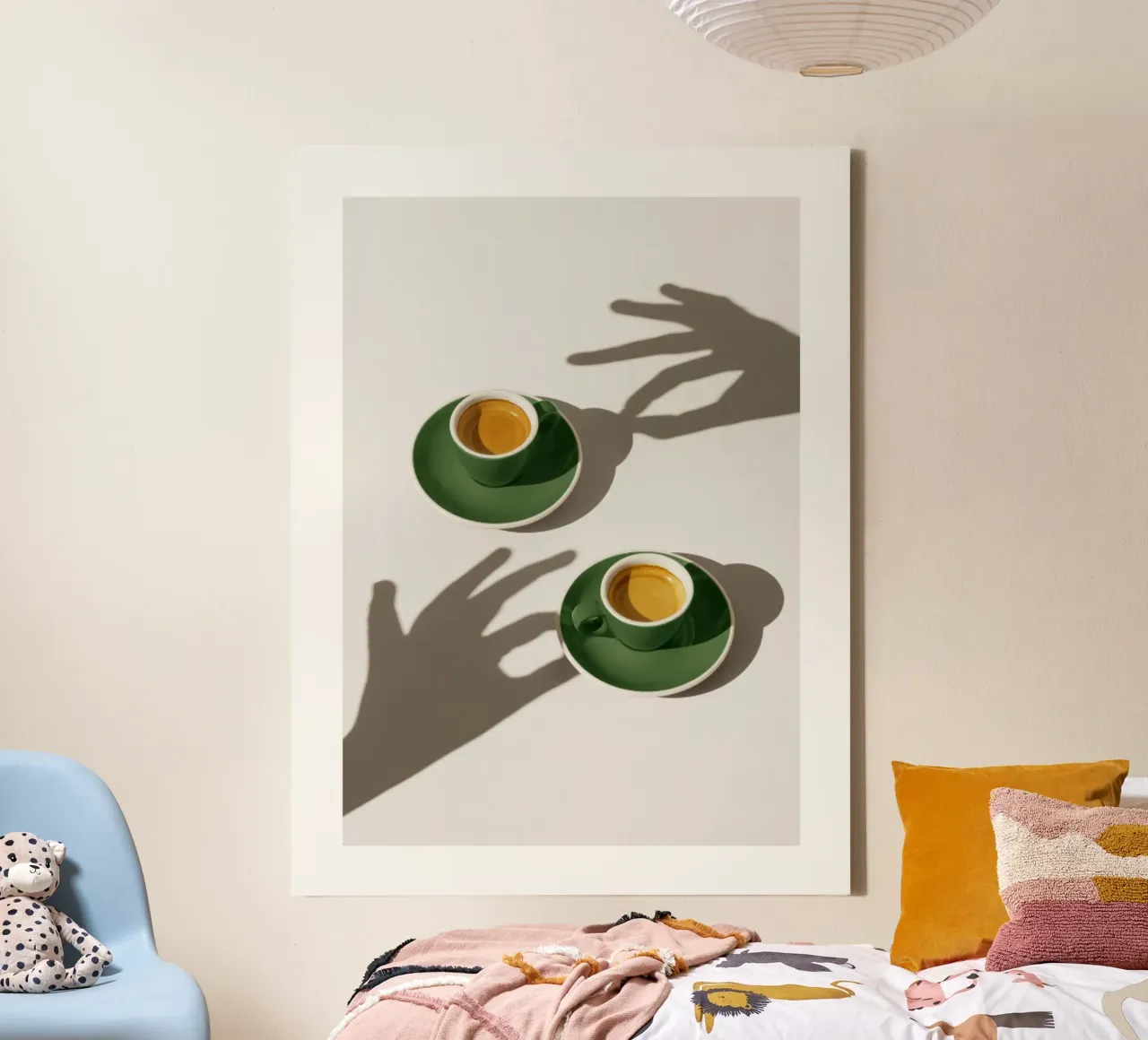 Tazze di caffè verde tela con Cornice a cassetta da mary shop