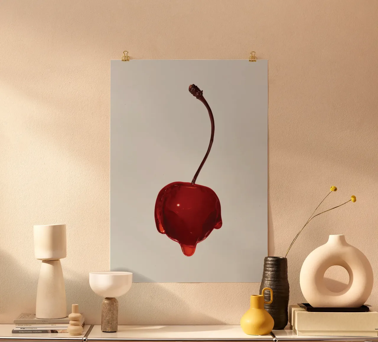 Ciliegia succosa poster con telaio in legno da mary shop