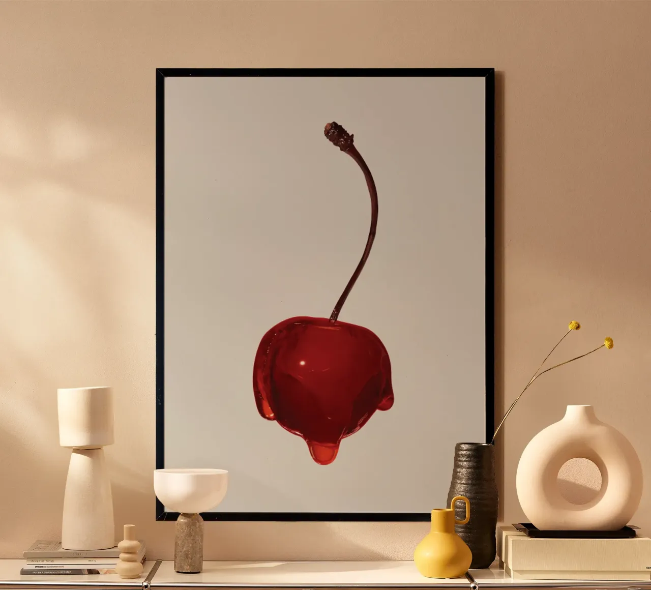 Ciliegia succosa poster con telaio in legno da mary shop