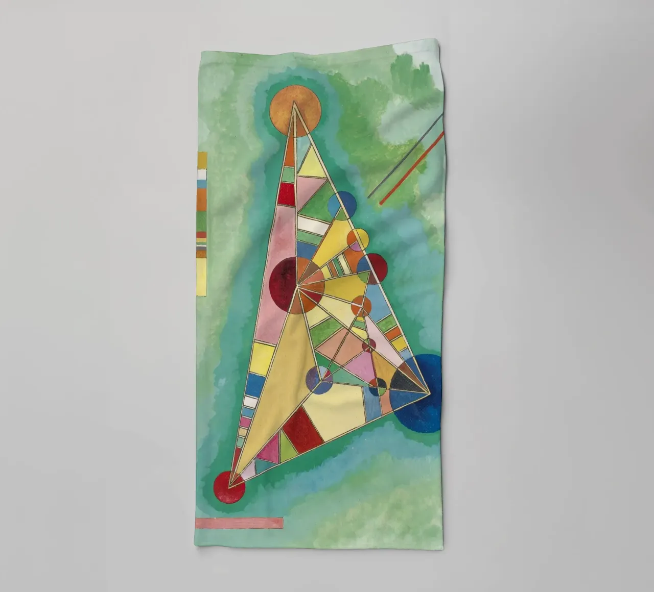 Wassily Kandinsky - Colourful in triangle- Abstract Art towel by Aesthetic Muse