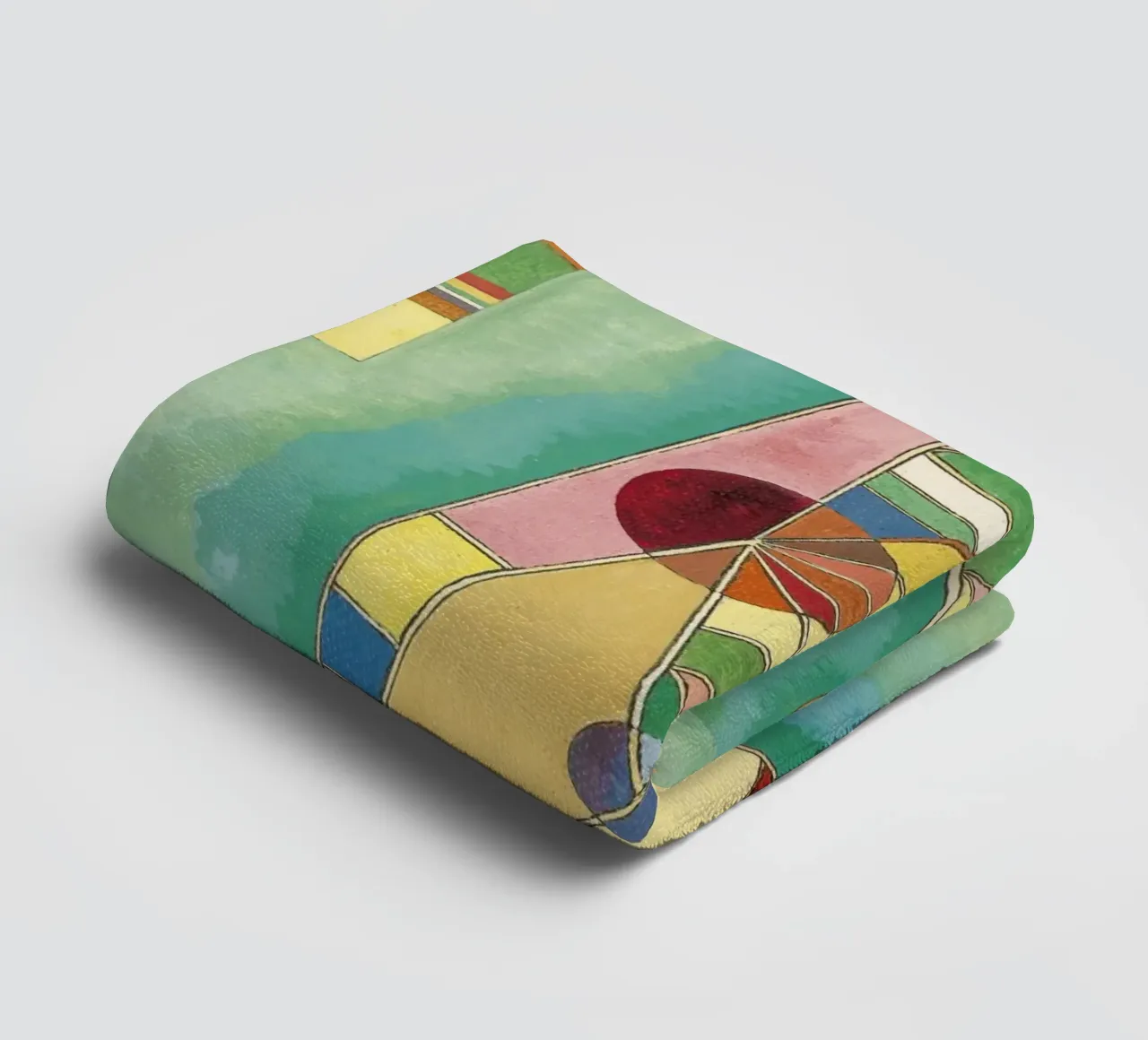 Wassily Kandinsky - Colourful in triangle- Abstract Art towel by Aesthetic Muse