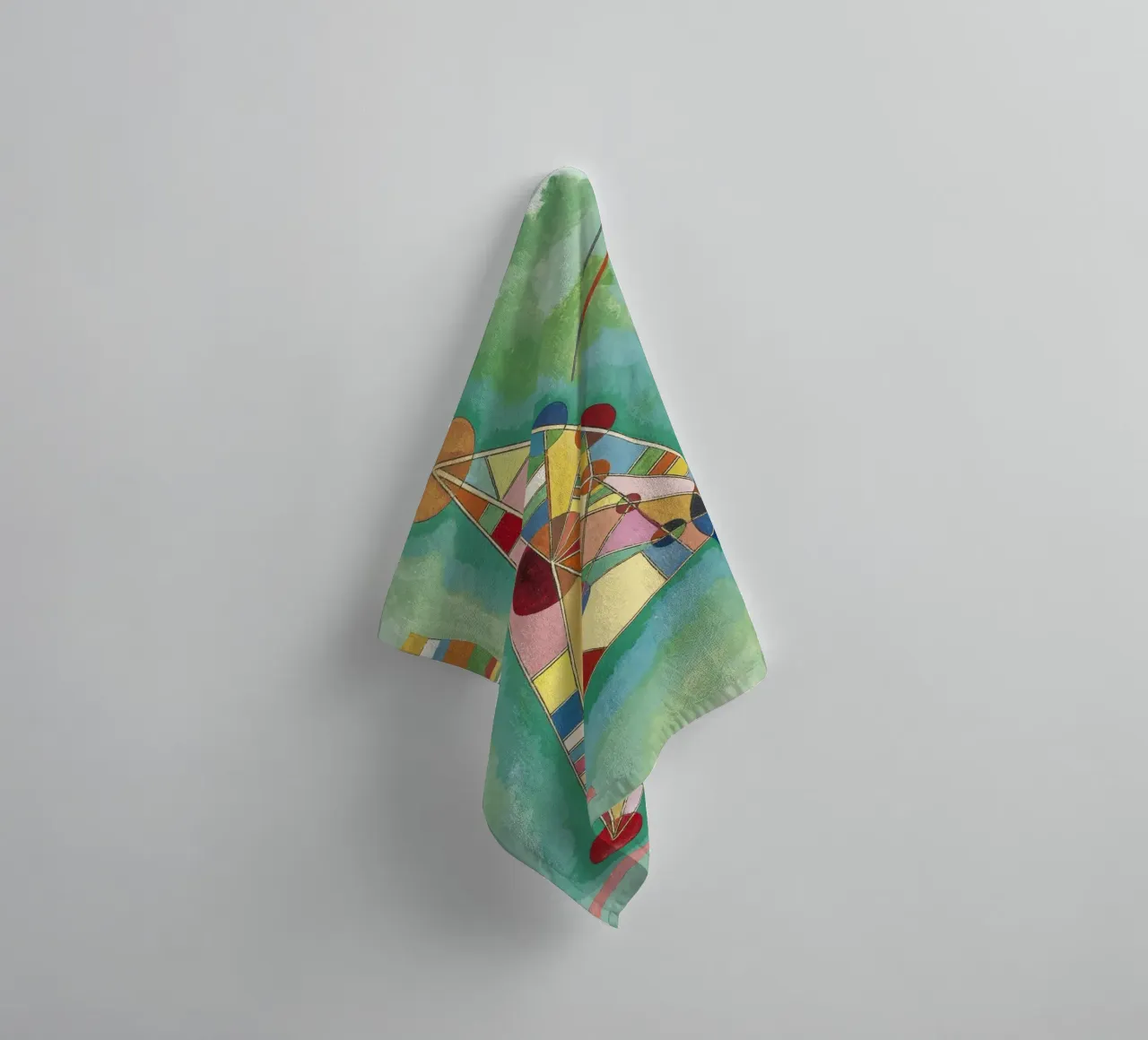 Wassily Kandinsky - Colourful in triangle- Abstract Art towel by Aesthetic Muse