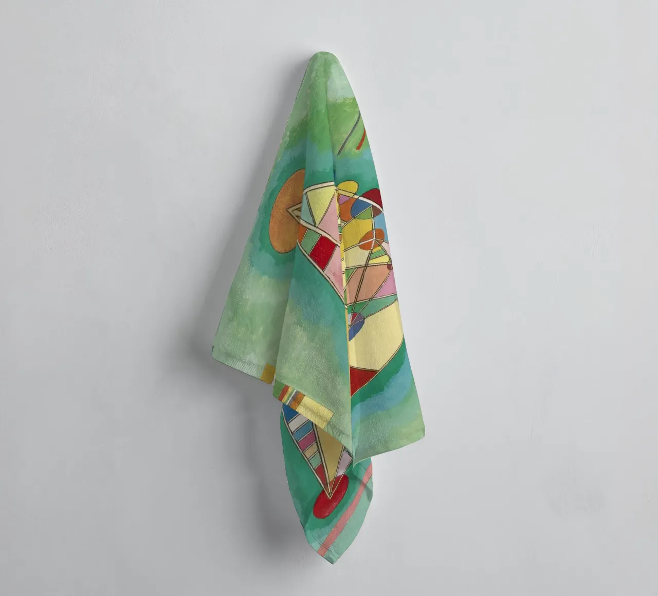 Wassily Kandinsky - Colourful in triangle- Abstract Art towel by Aesthetic Muse