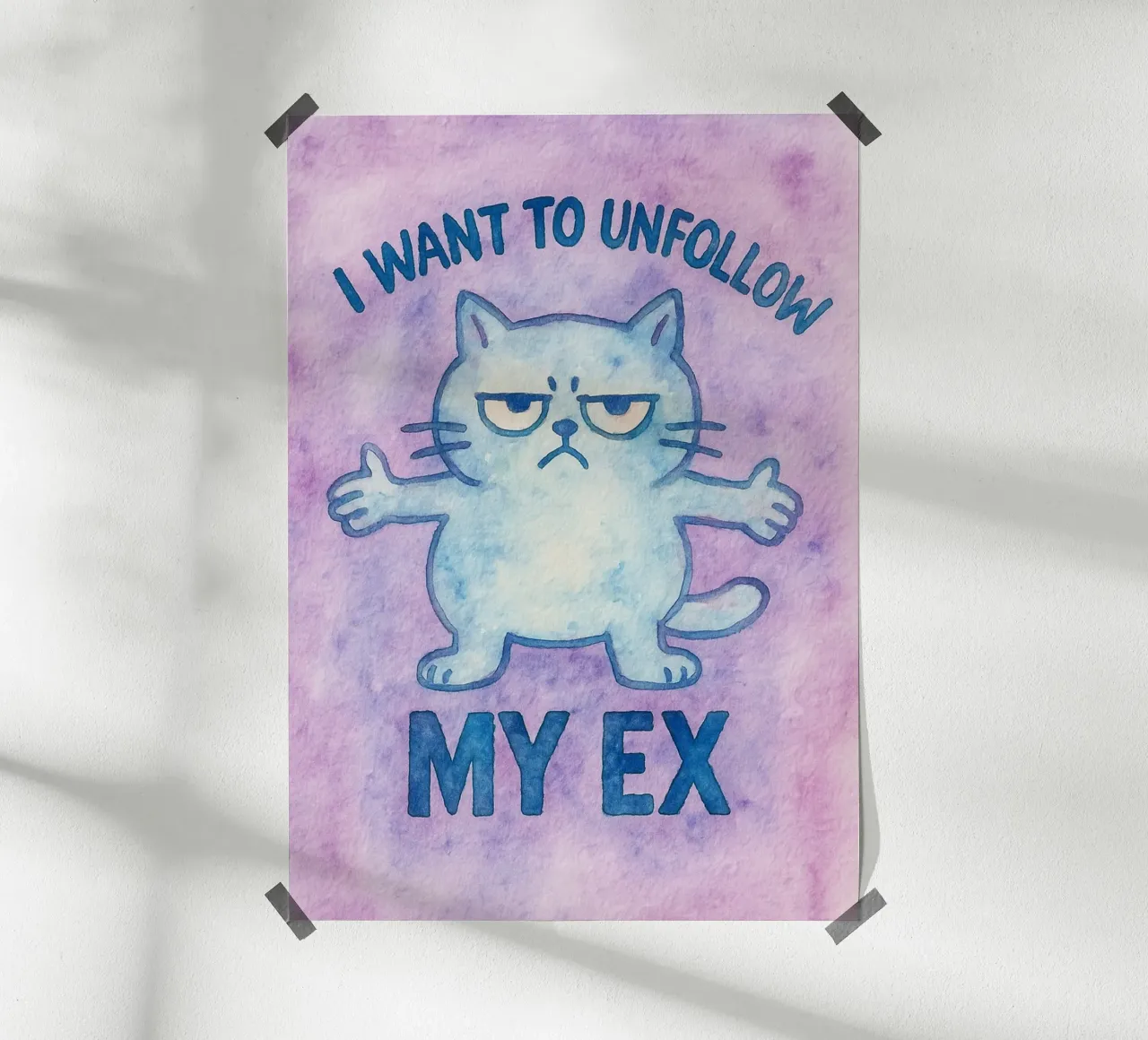 i want to unfollow my ex funny cat poster con marco de aluminio de limous