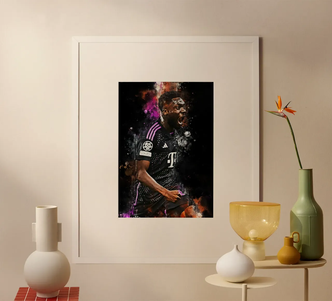 Alphonso Davies poster con telaio in plastica da MasterInkArt