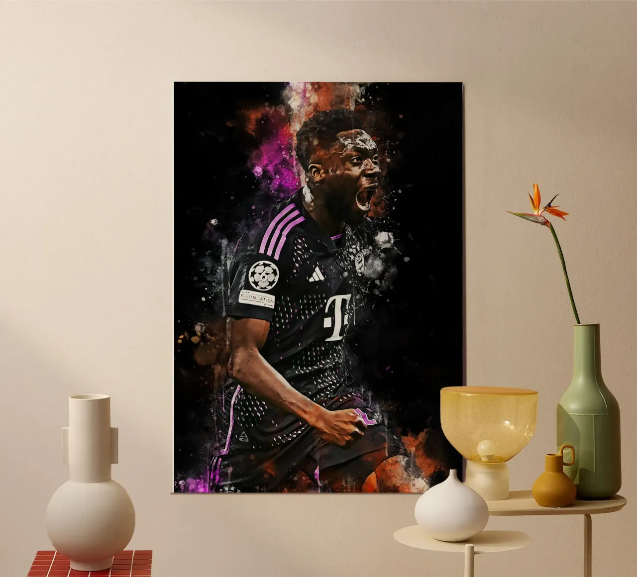 Alphonso Davies poster con telaio in plastica da MasterInkArt