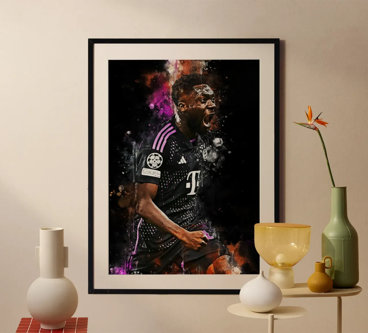 Alphonso Davies poster con telaio in plastica da MasterInkArt