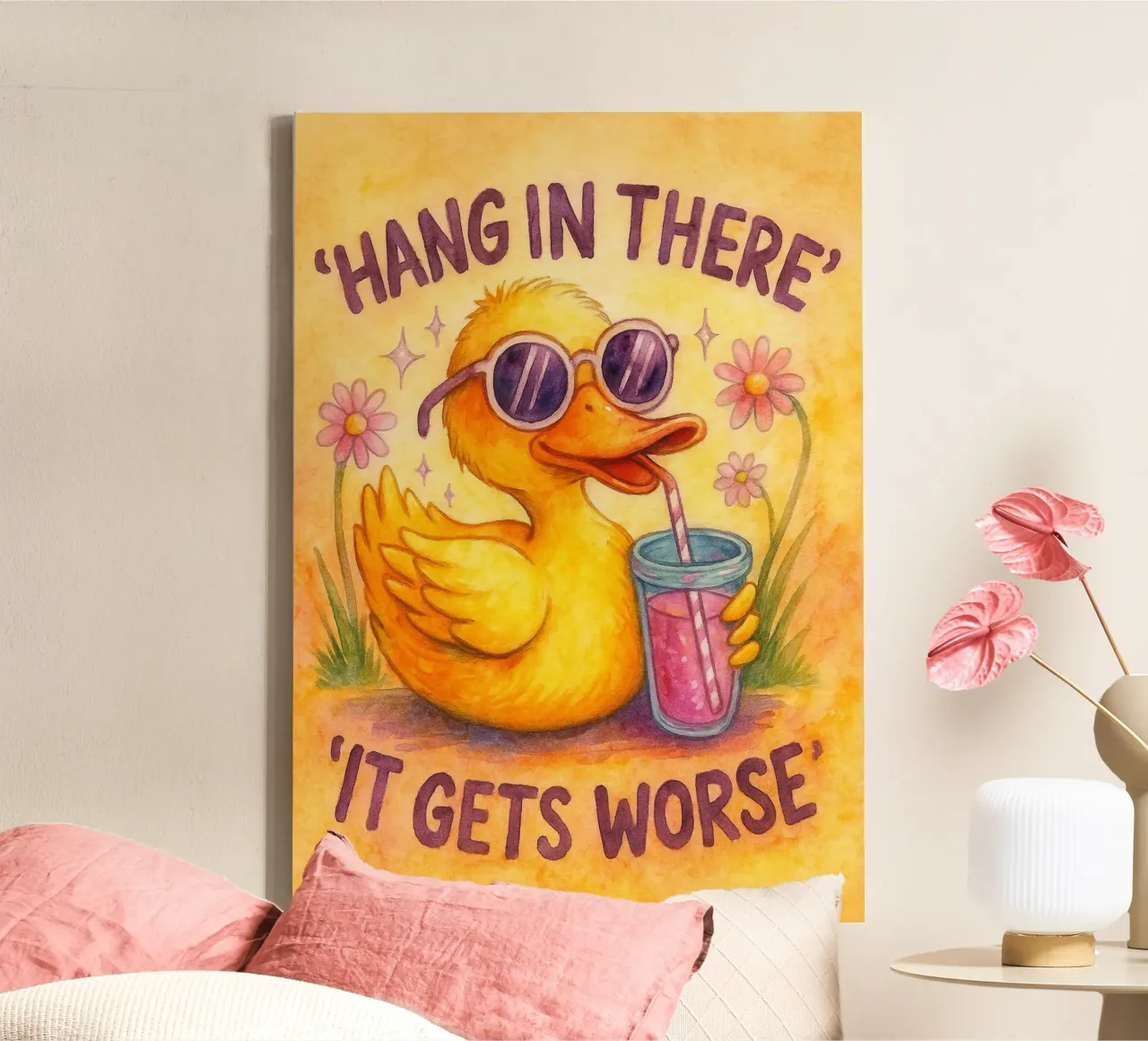 it get worse funny duck canvas with Floater frame by limous