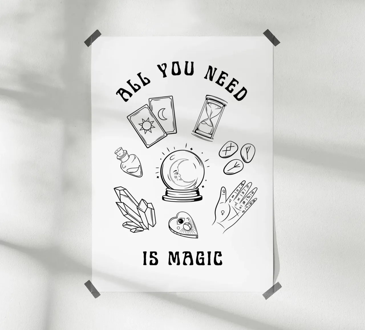 all you need is magic with esoteric illustration poster with aluminum frame by morphinaeblue