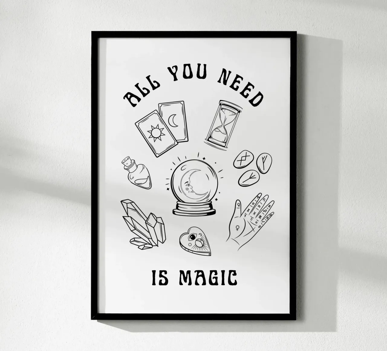 all you need is magic with esoteric illustration poster with aluminum frame by morphinaeblue