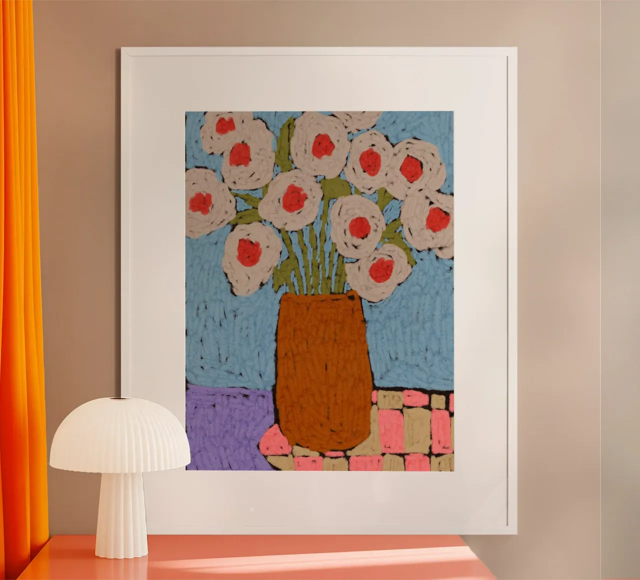 Happy Blooming poster con telaio in legno da treechild