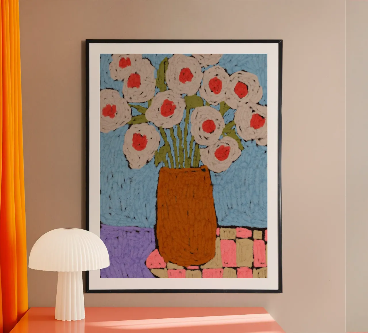 Happy Blooming poster con telaio in legno da treechild