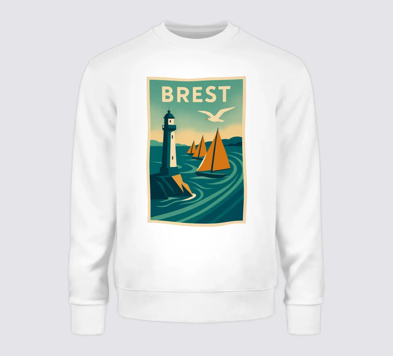 Poster d'epoca di Brest - Faro e regata felpa da JETLAG | affiches voyage