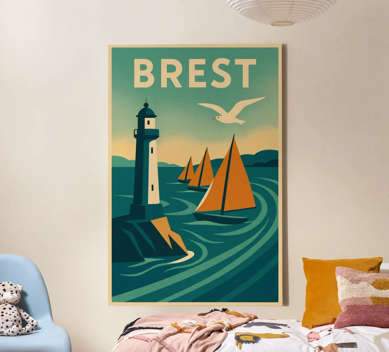 Poster d'epoca di Brest - Faro e regata tela con Cornice a cassetta da JETLAG | affiches voyage