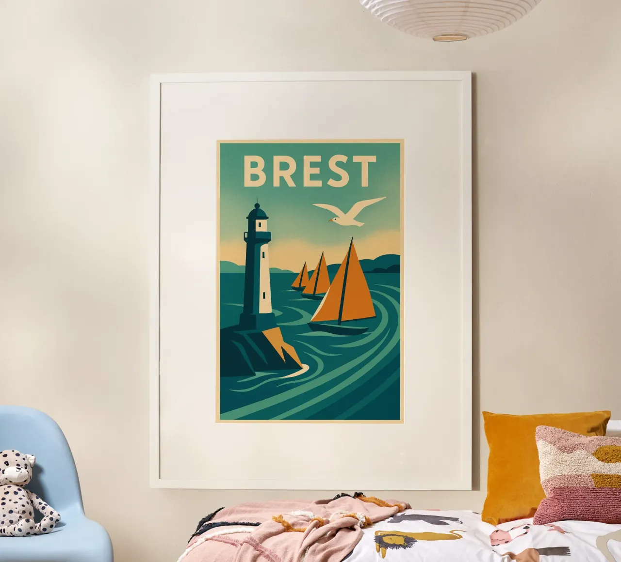Poster d'epoca di Brest - Faro e regata poster con telaio in plastica da JETLAG | affiches voyage