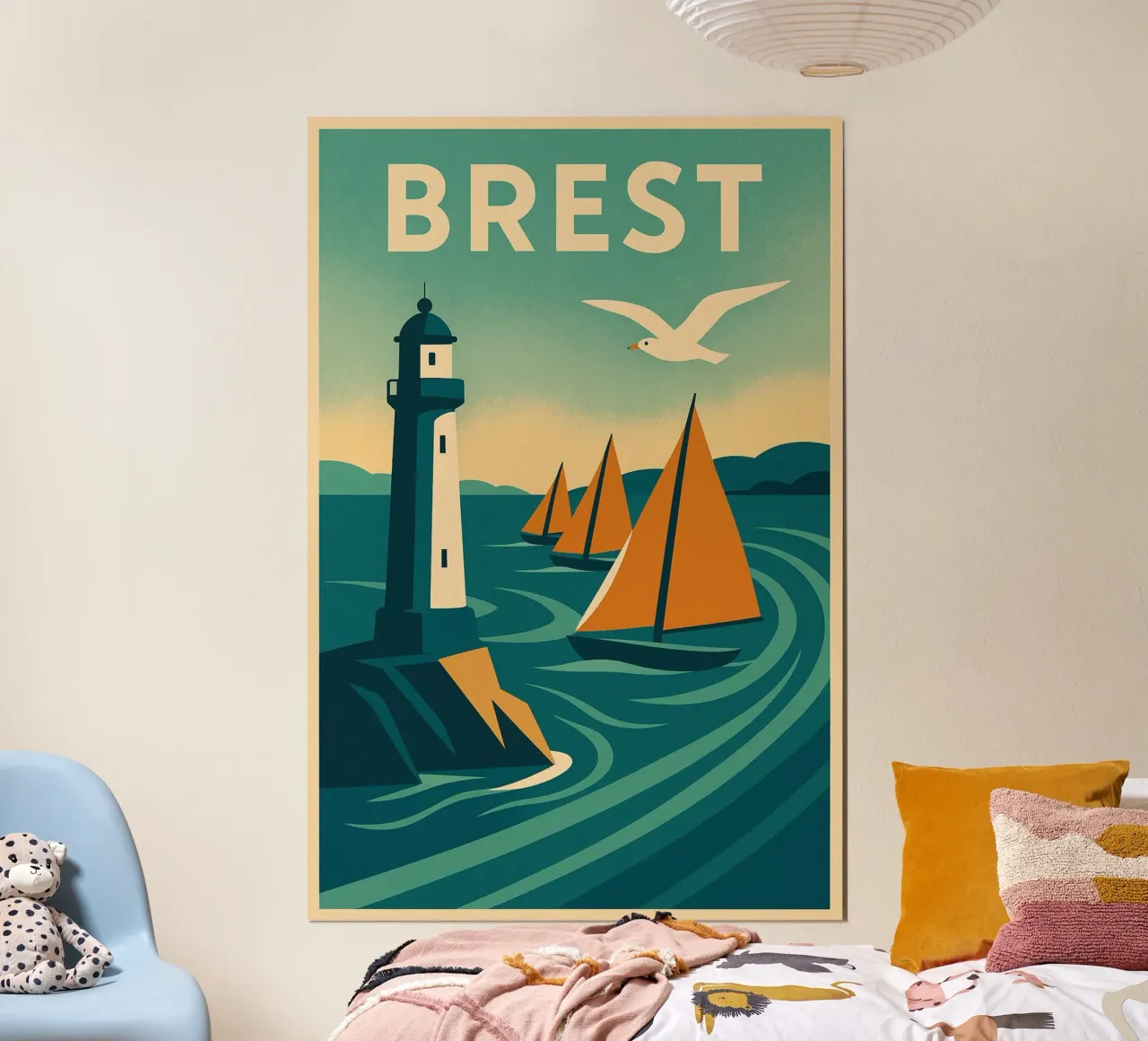 Poster d'epoca di Brest - Faro e regata poster con telaio in plastica da JETLAG | affiches voyage