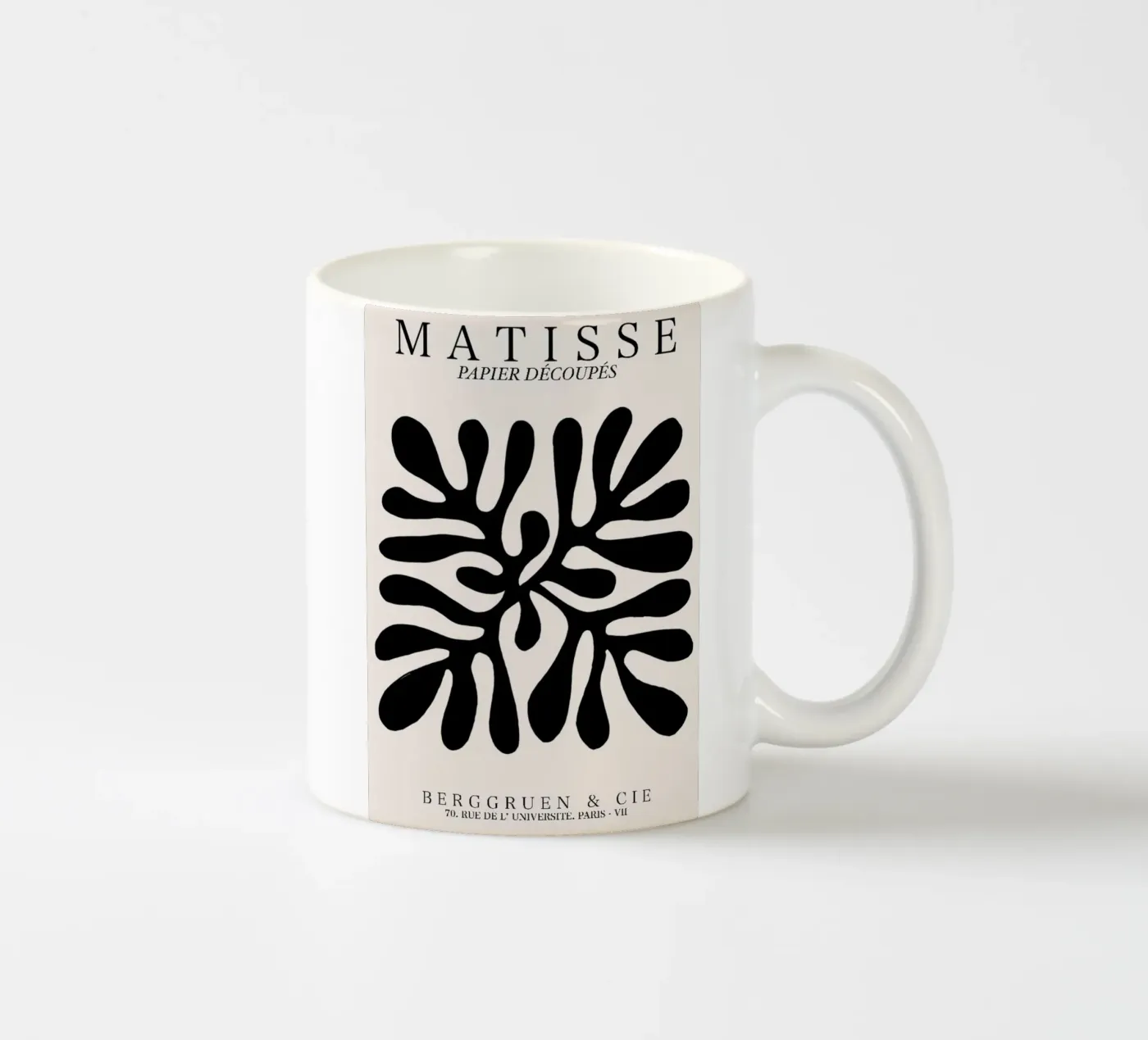 Black Leaf ceramic mug by DODOLAN STORE