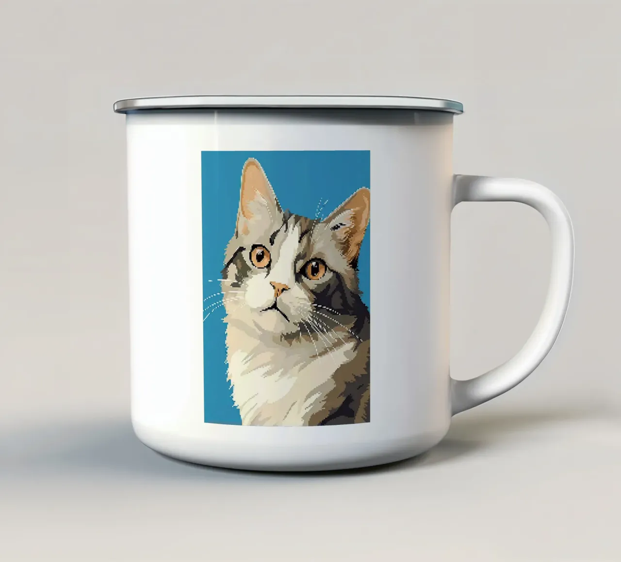 gatto felino baffi orecchie pelliccia animale domestico tazza in smalto da Karin M Fried