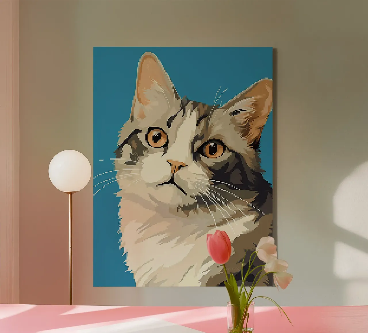 gatto felino baffi orecchie pelliccia animale domestico tela con Cornice a cassetta da Karin M Fried
