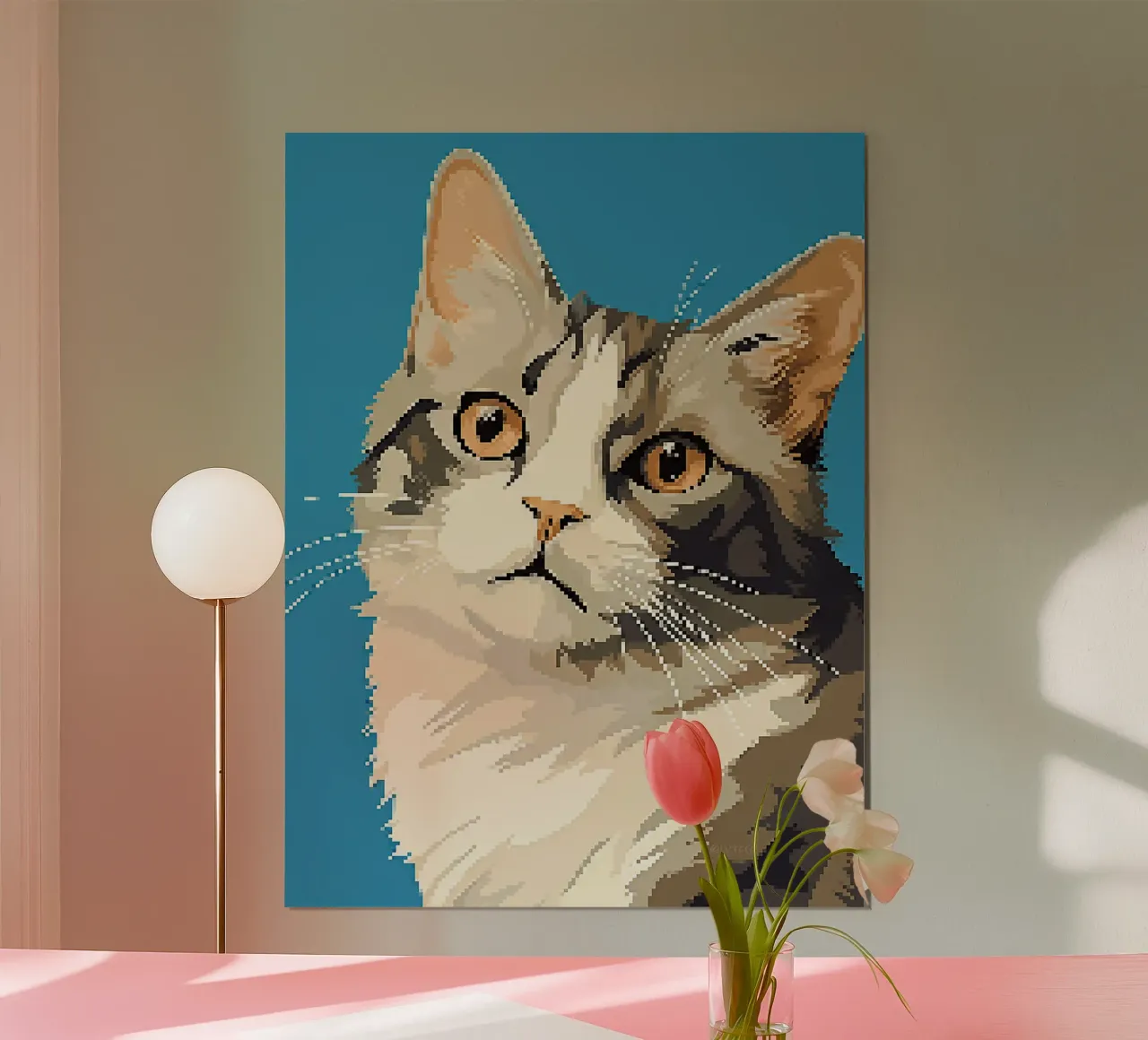 gatto felino baffi orecchie pelliccia animale domestico poster con telaio in plastica da Karin M Fried