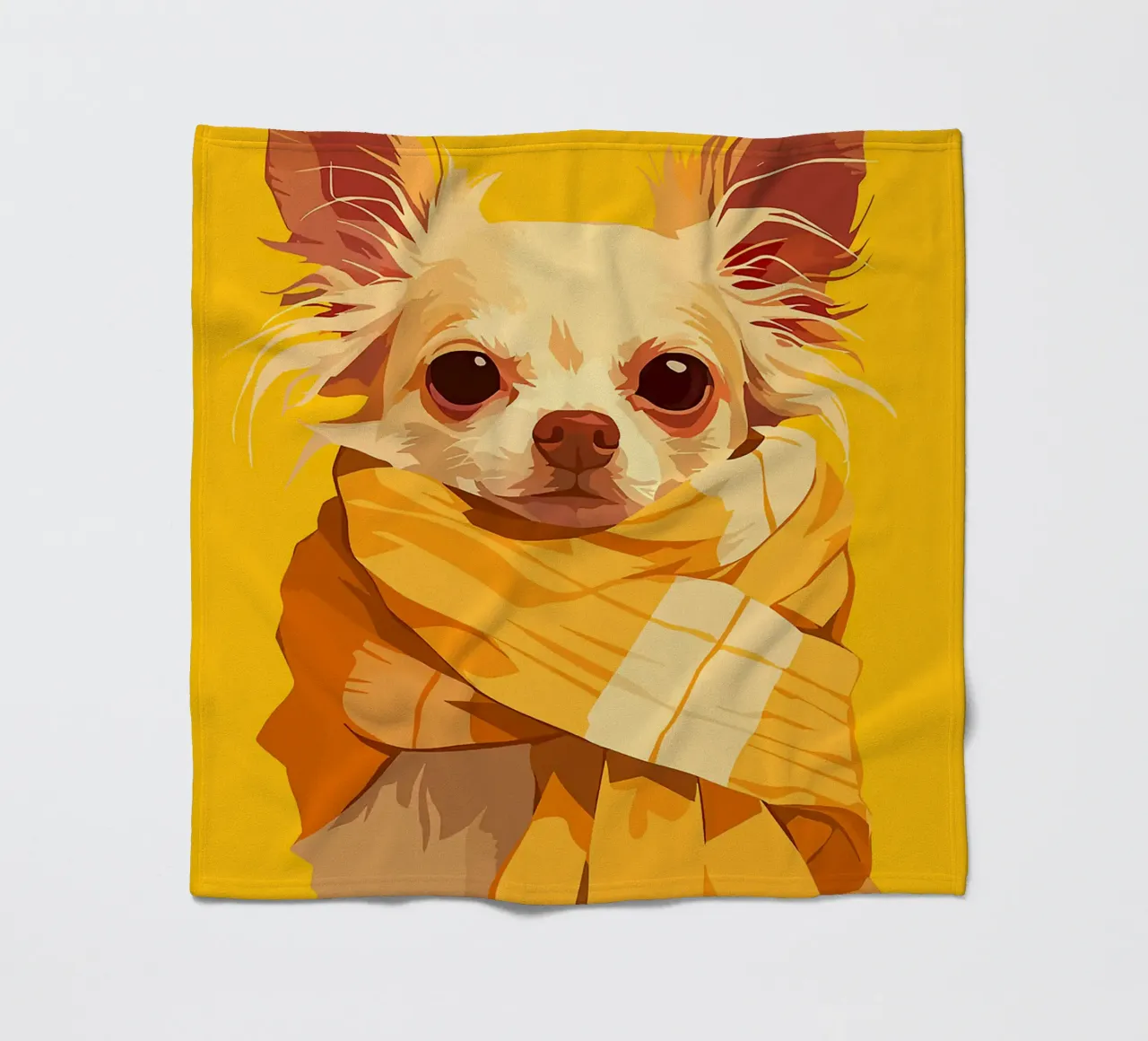 cane sciarpa orecchie occhi naso pelliccia giallo coperta in pile da Karin M Fried