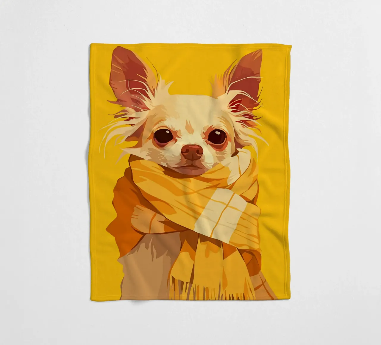 cane sciarpa orecchie occhi naso pelliccia giallo coperta in pile da Karin M Fried