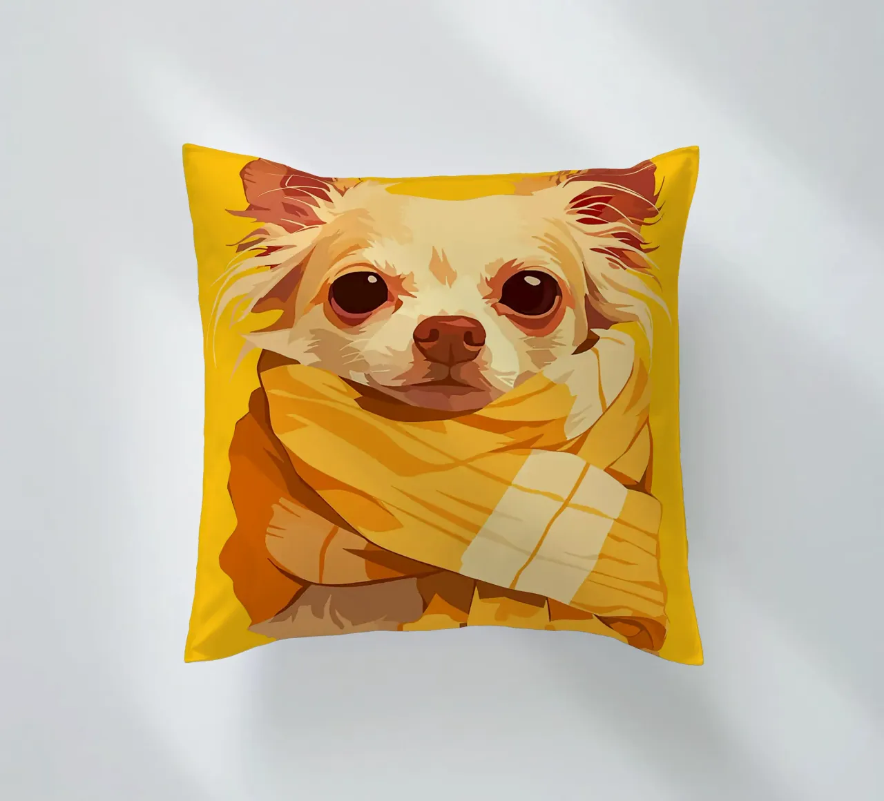 cane sciarpa orecchie occhi naso pelliccia giallo cuscino da Karin M Fried