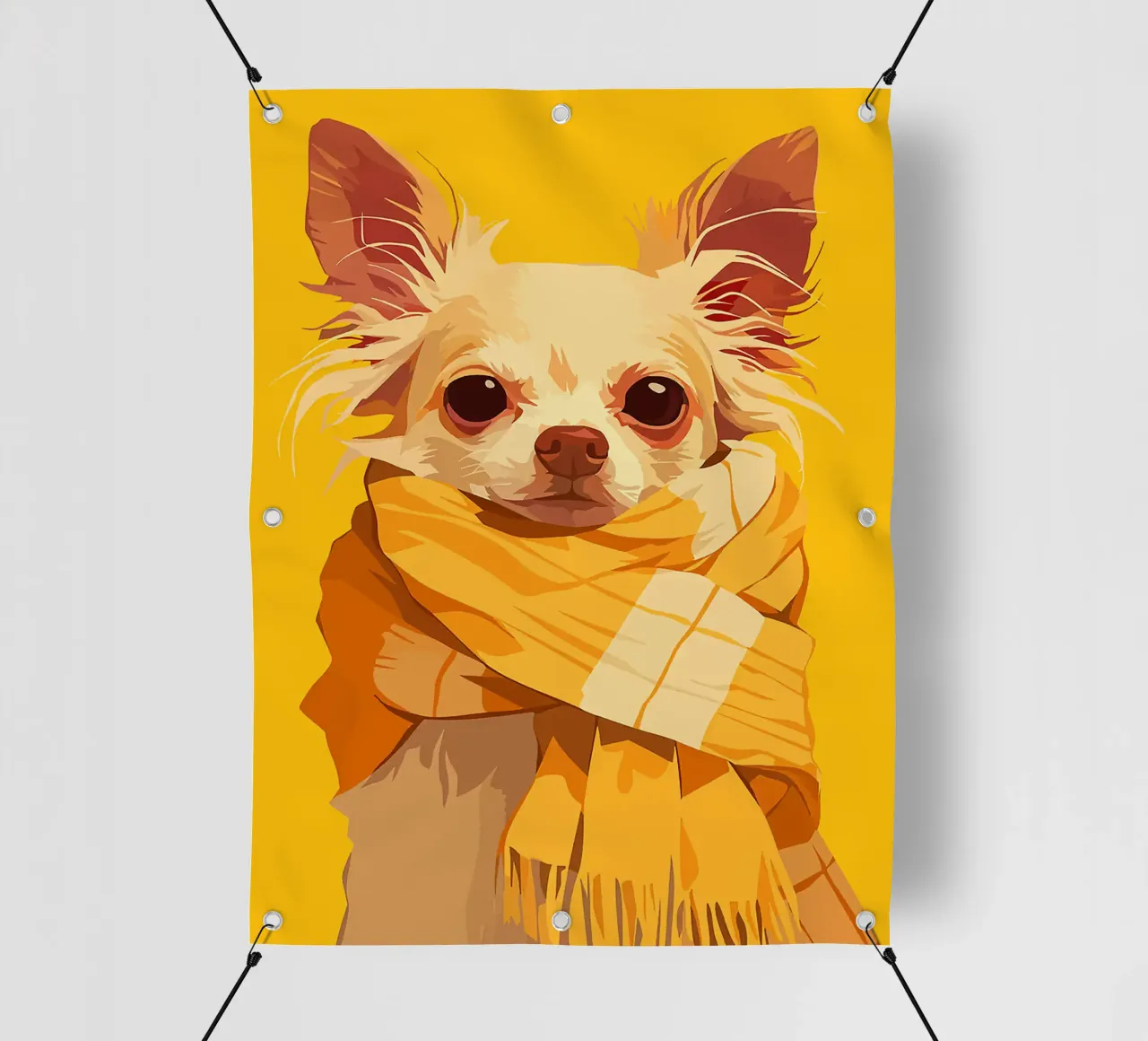 cane sciarpa orecchie occhi naso pelliccia giallo telo in pvc da Karin M Fried