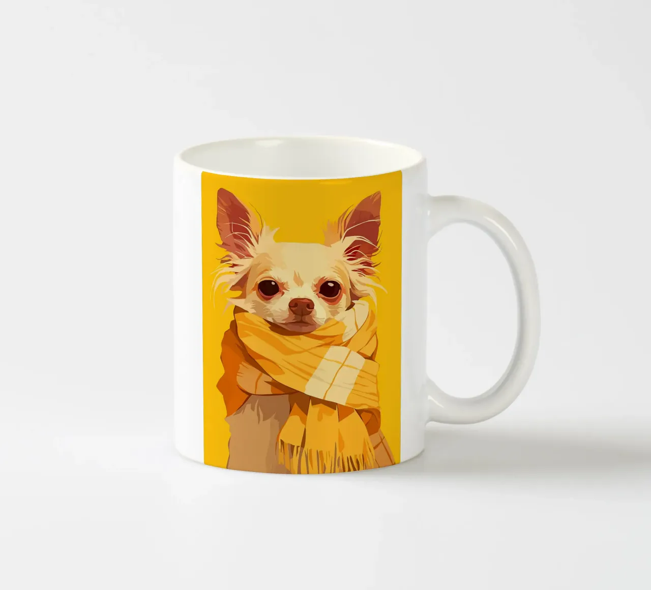 cane sciarpa orecchie occhi naso pelliccia giallo tazza in ceramica da Karin M Fried