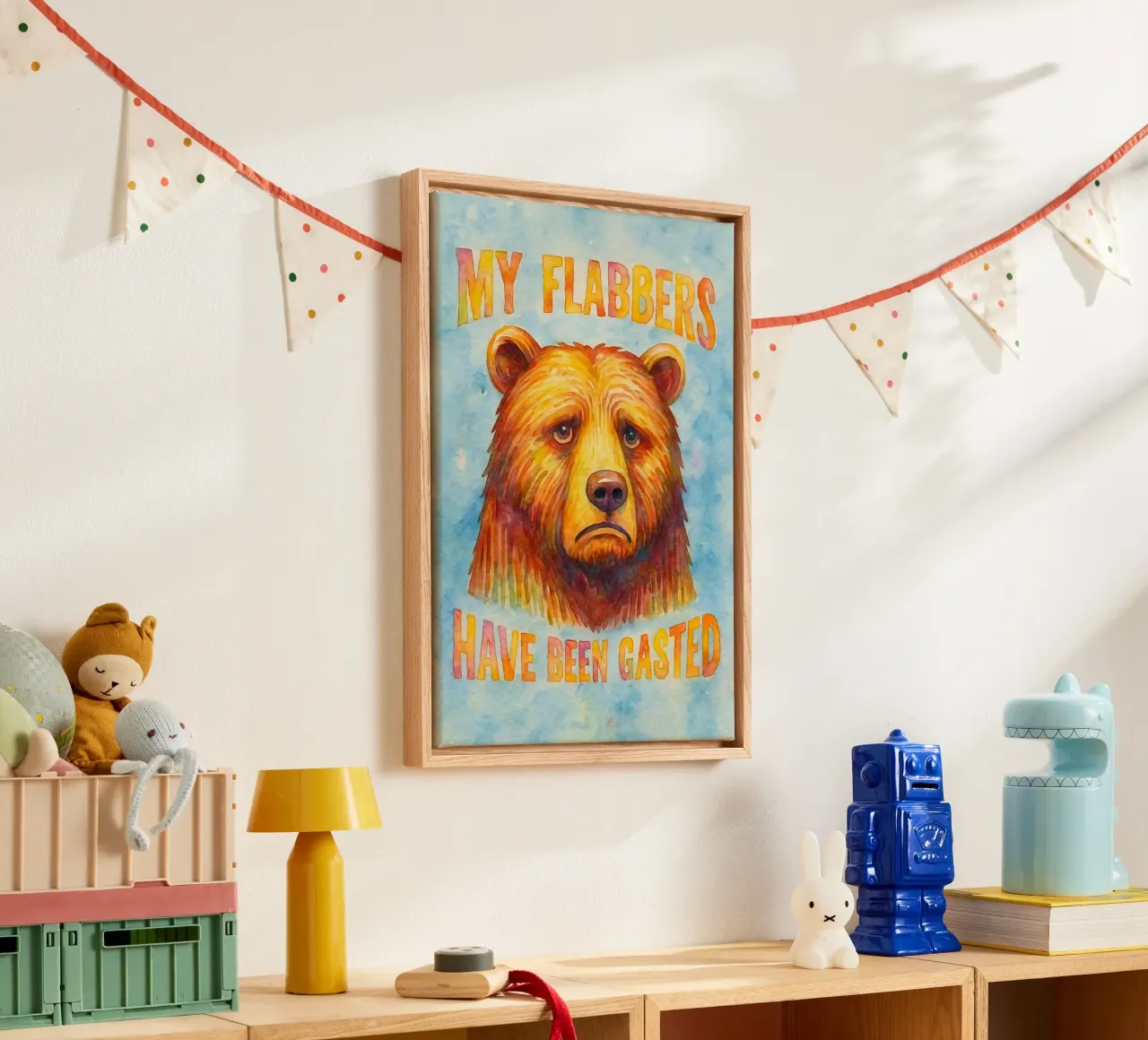 my flabers have funny bears canvas with Floater frame by limous