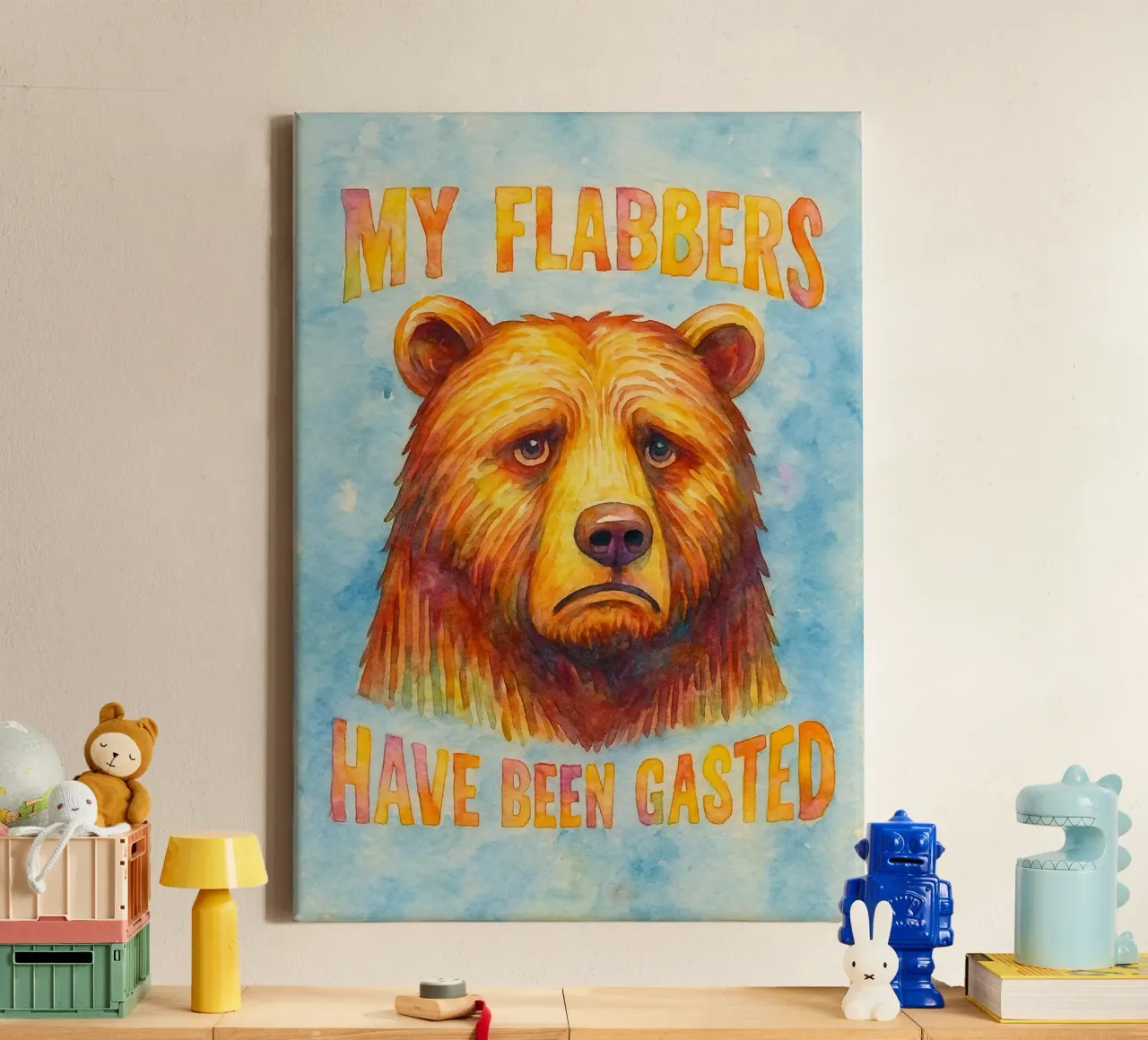 my flabers have funny bears canvas with Floater frame by limous