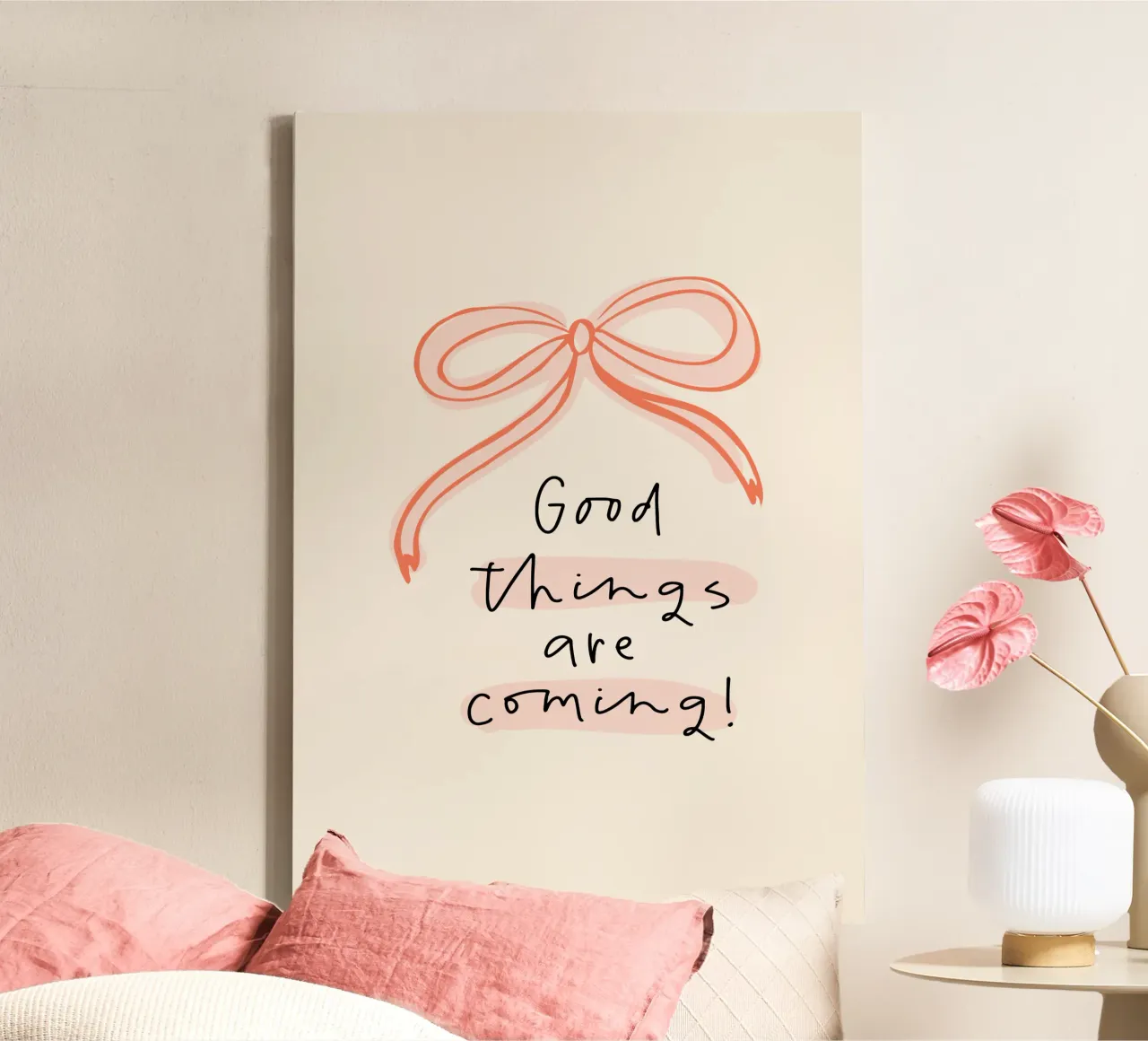 Good things are coming canvas with Floater frame by dericktype