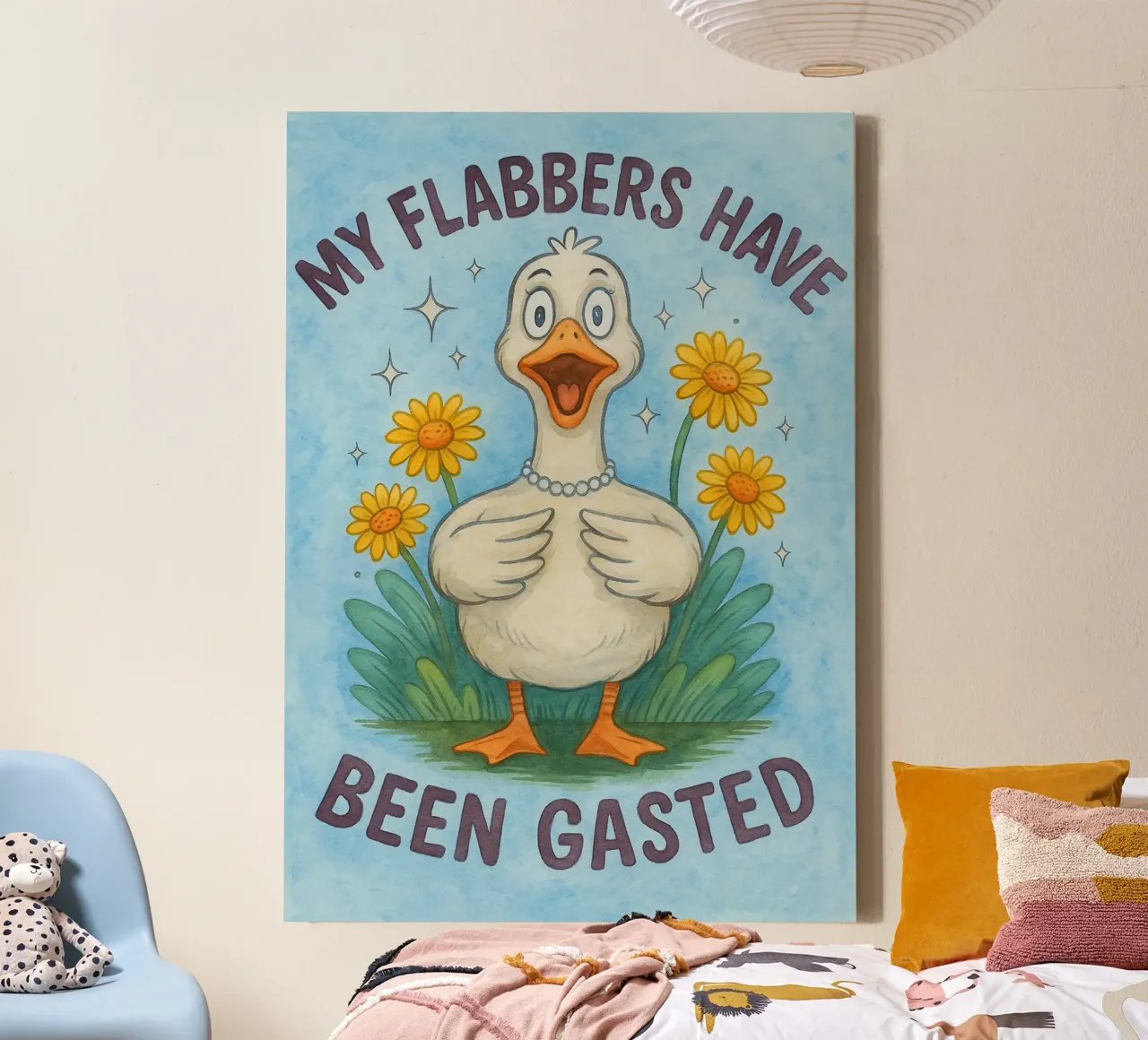 my flabers have funny duck canvas with Floater frame by limous