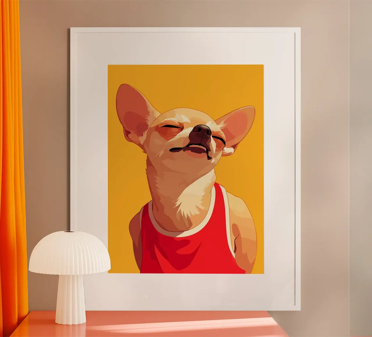 chihuahua cane occhiali da sole occhi chiusi poster con telaio in alluminio da Frank J Weissmuller