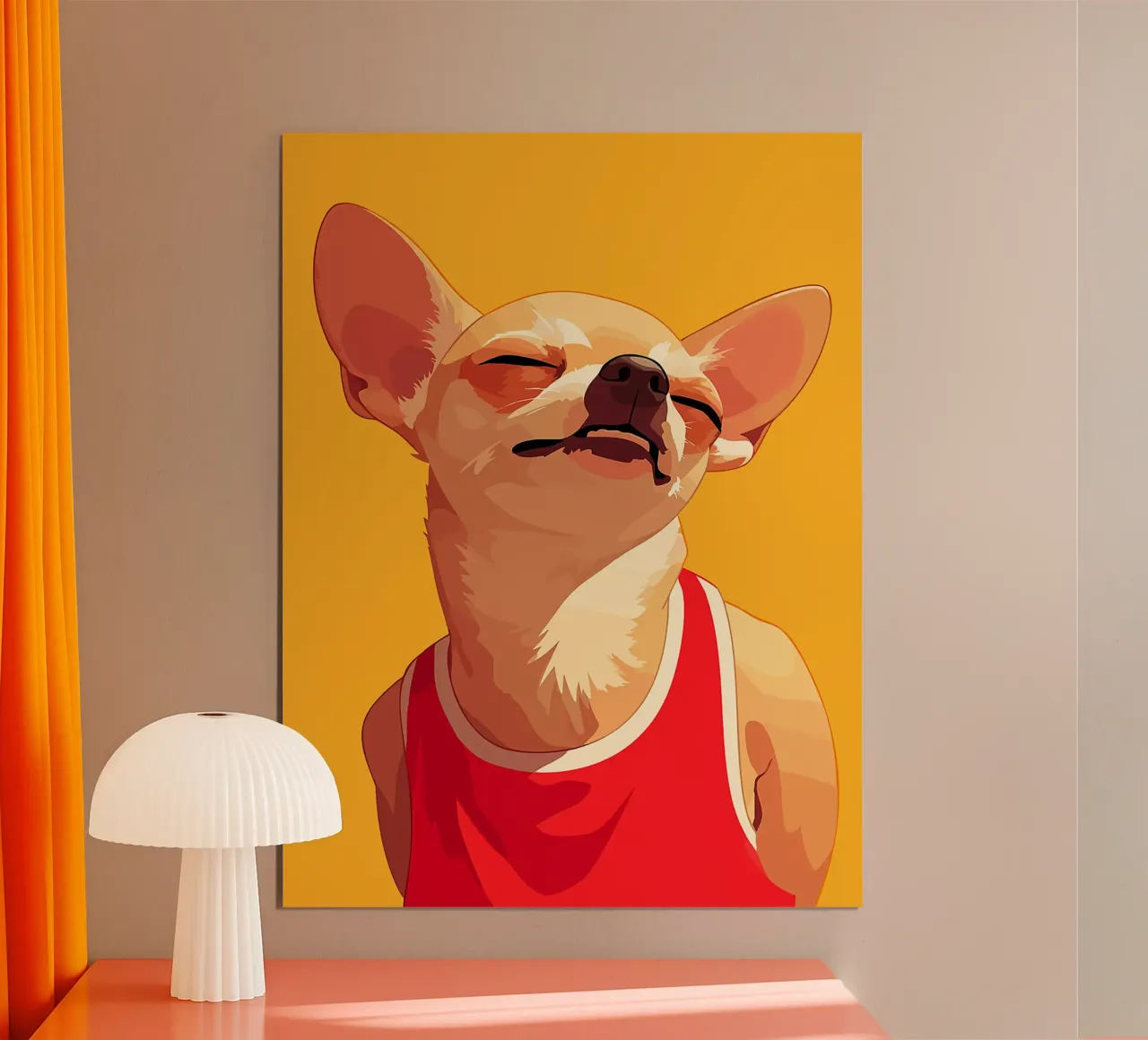 chihuahua cane occhiali da sole occhi chiusi poster con telaio in alluminio da Frank J Weissmuller