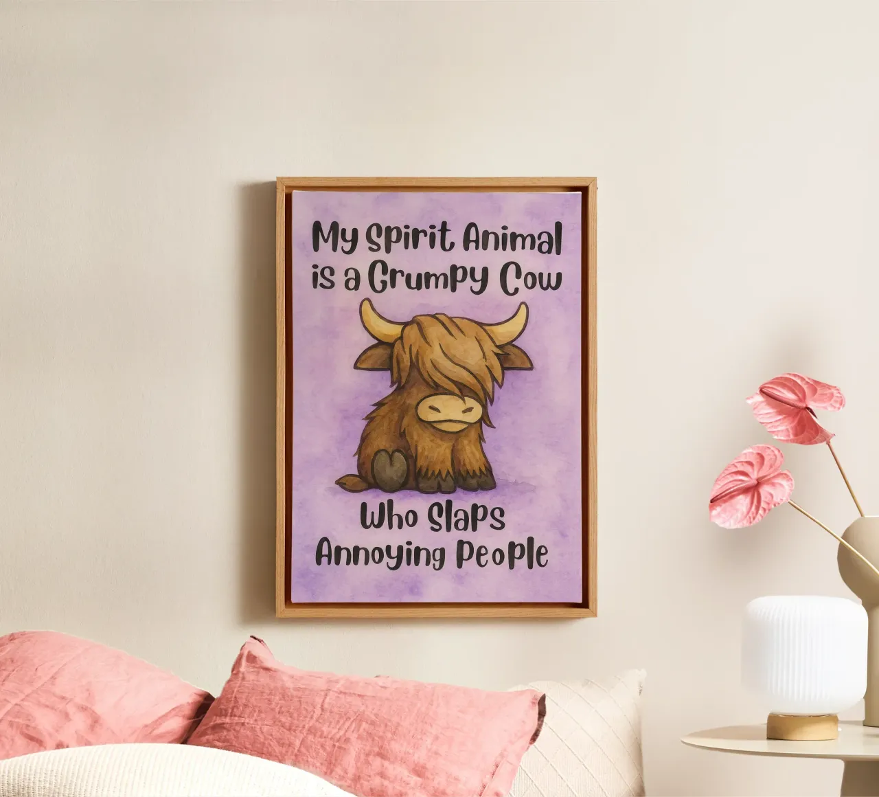 my spirit animal funny grumpy cow canvas with Floater frame by limous